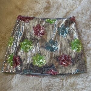 Sequin flower print skort